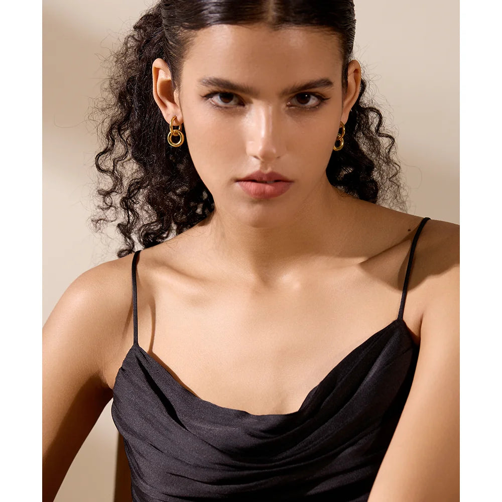Isalene  Earrings Linked Duo Hoop Earrings
