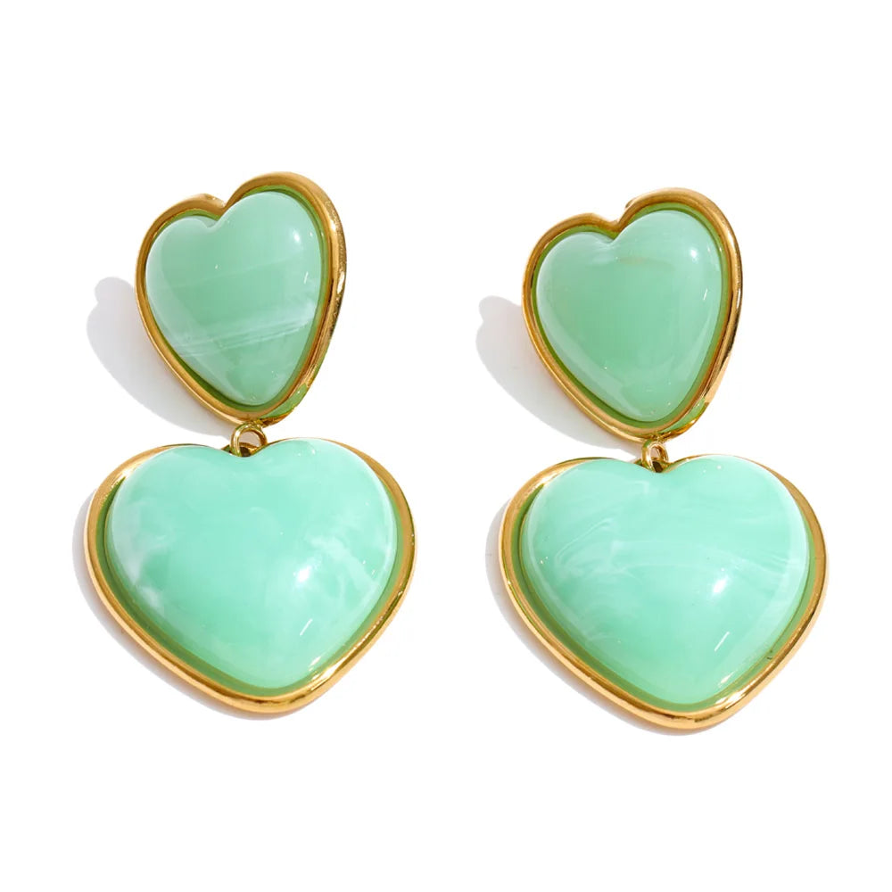 Isalene  Earrings Mint Capri Heart Drop Earrings