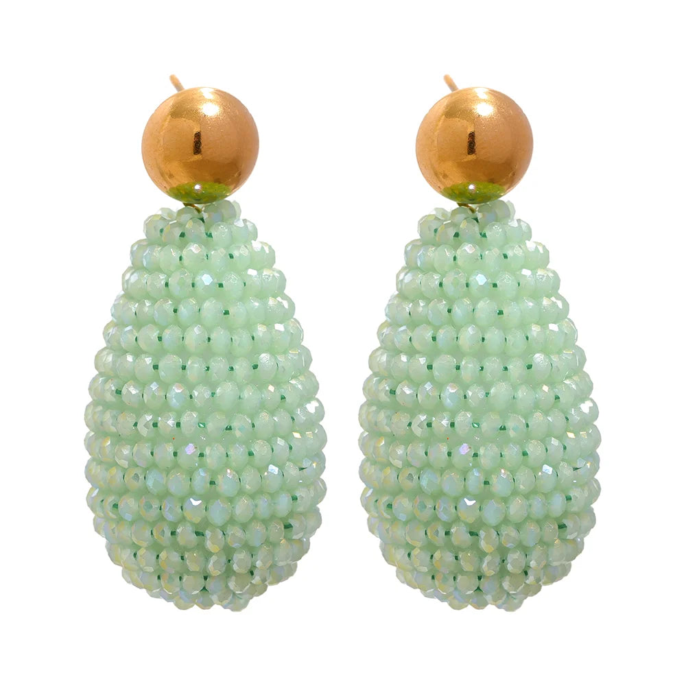 Isalene  Earrings Mint Green Bead Carnival Beaded Drop Earrings