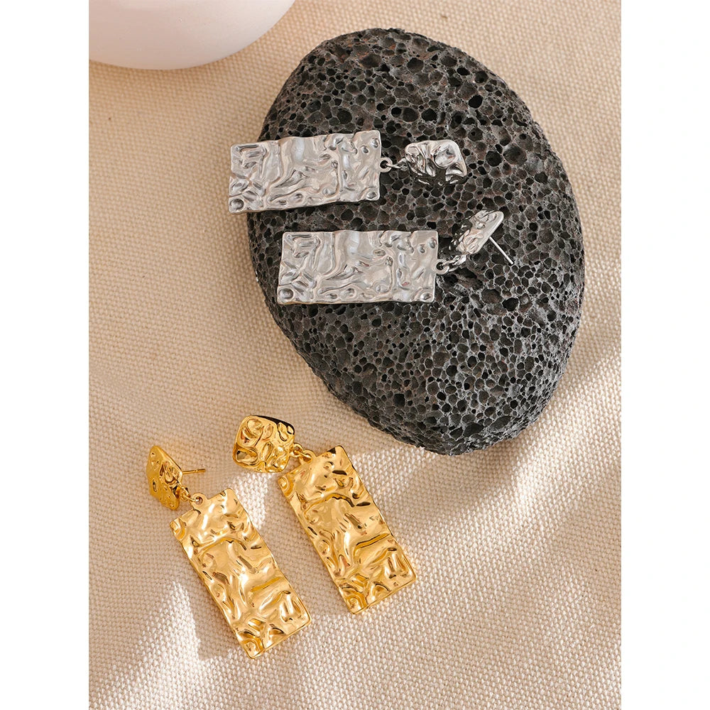 Isalene  Earrings Molten Rectangle Drop Earrings