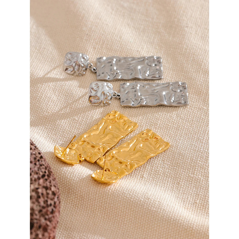 Isalene  Earrings Molten Rectangle Drop Earrings