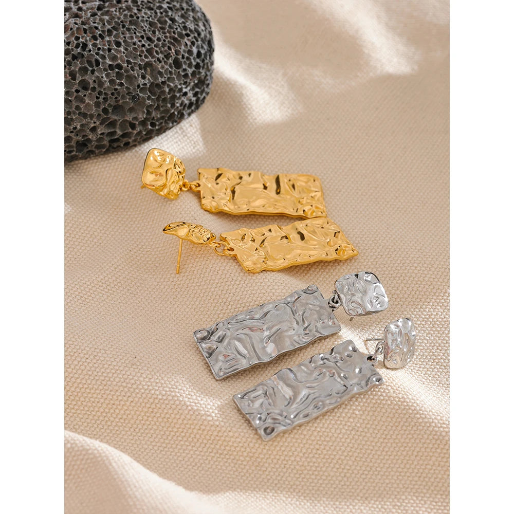 Isalene  Earrings Molten Rectangle Drop Earrings