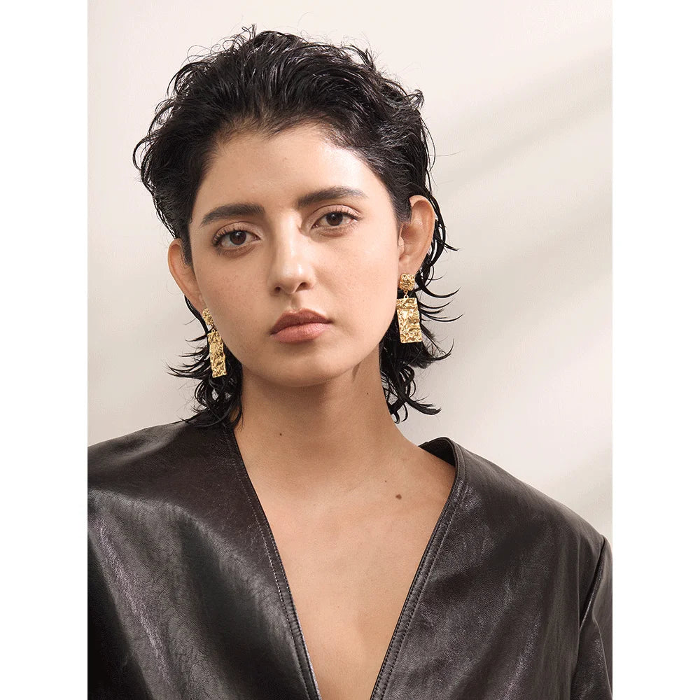 Isalene  Earrings Molten Rectangle Drop Earrings