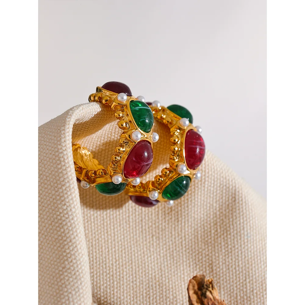 Isalene  Earrings Multicolor Marbella Gemstone Hoop Earrings