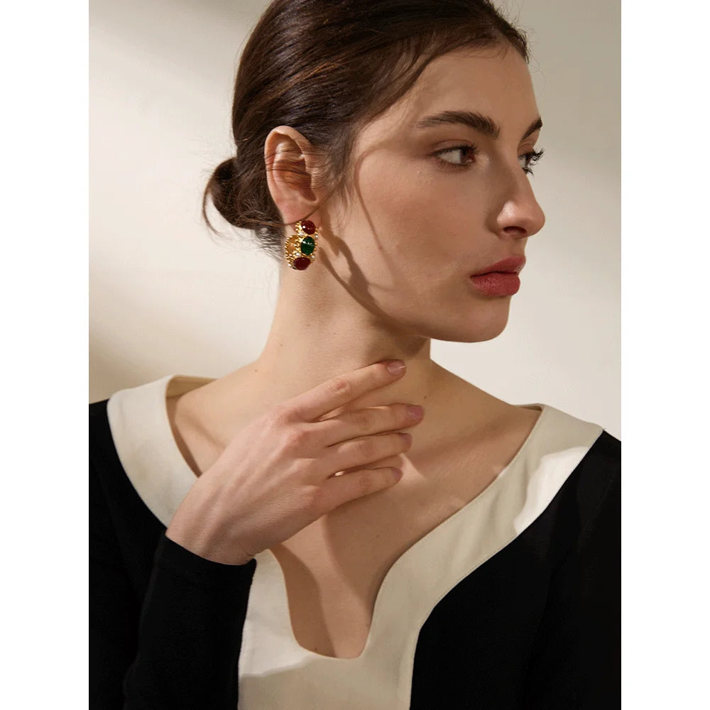 Isalene  Earrings Multicolor Marbella Gemstone Hoop Earrings