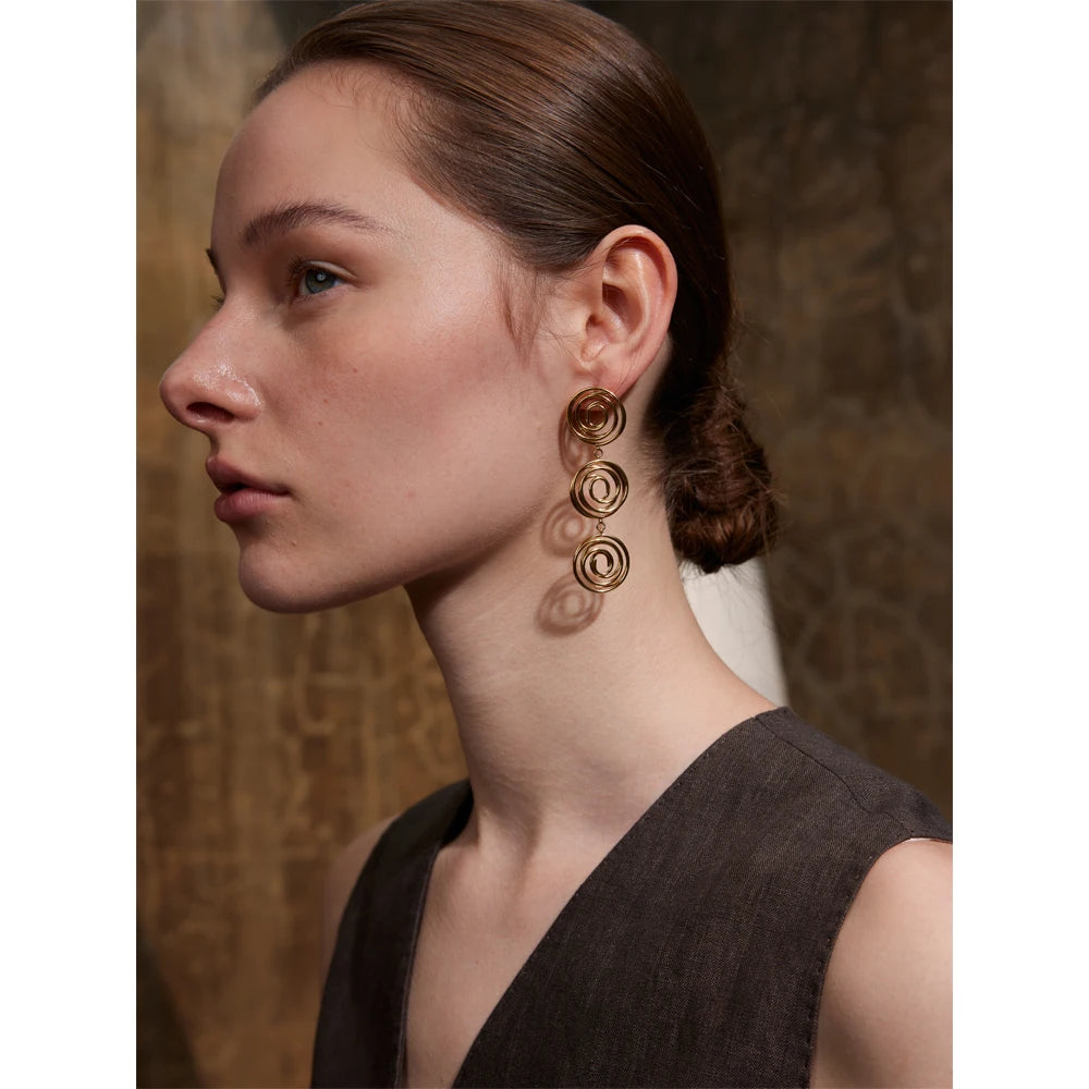 Isalene  Earrings Orbit Spiral Drop Earrings
