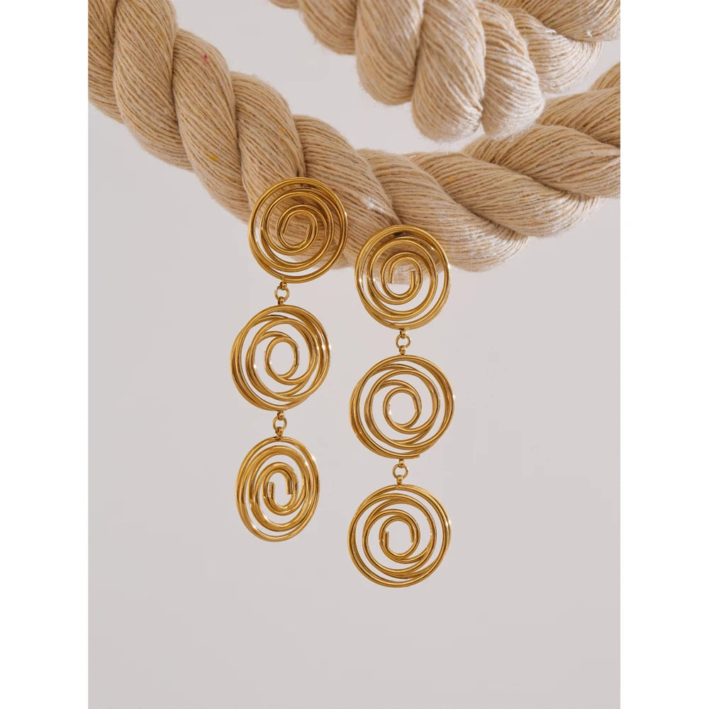 Isalene  Earrings Orbit Spiral Drop Earrings