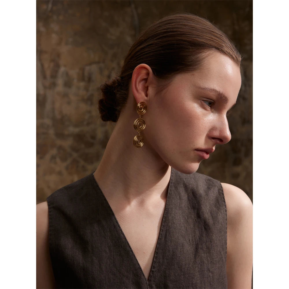 Isalene  Earrings Orbit Spiral Drop Earrings