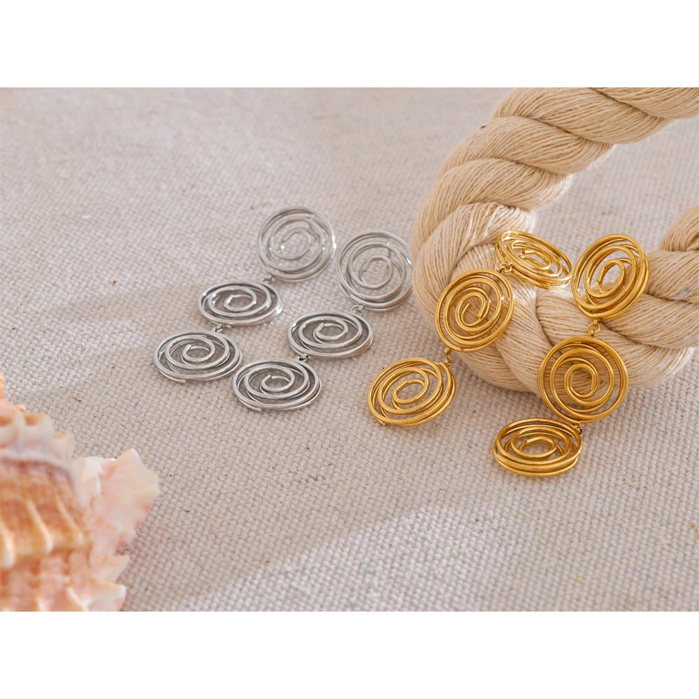 Isalene  Earrings Orbit Spiral Drop Earrings