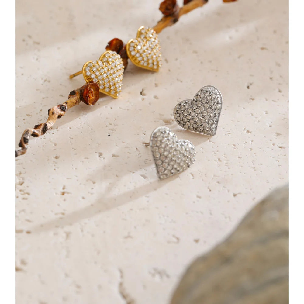 Isalene  Earrings Pavé Heart Stud Earrings