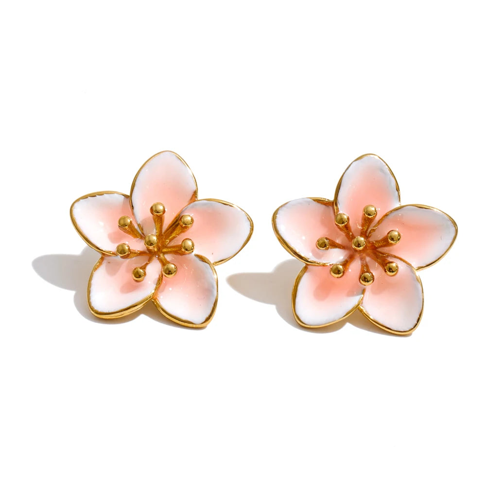 Isalene  Earrings Peach Blossom Florence Blossom Stud Earrings