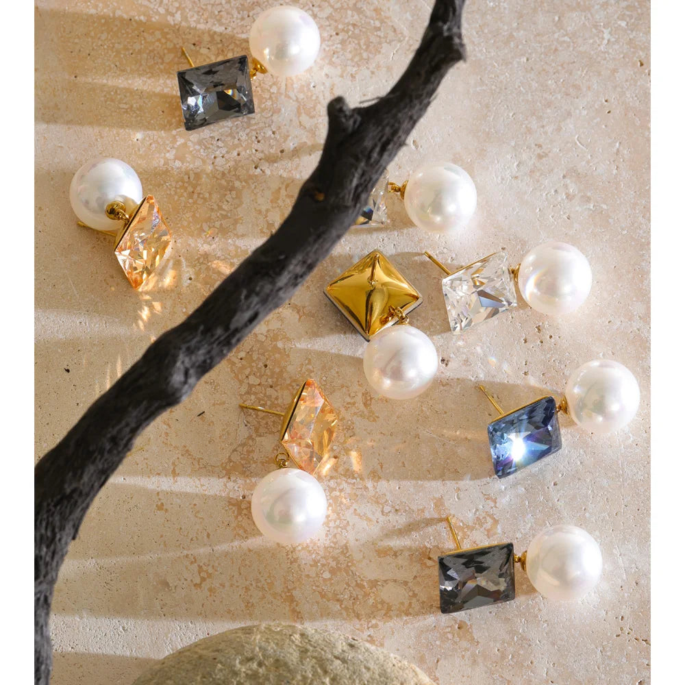 Isalene  Earrings Pearl Prism Drop Earrings