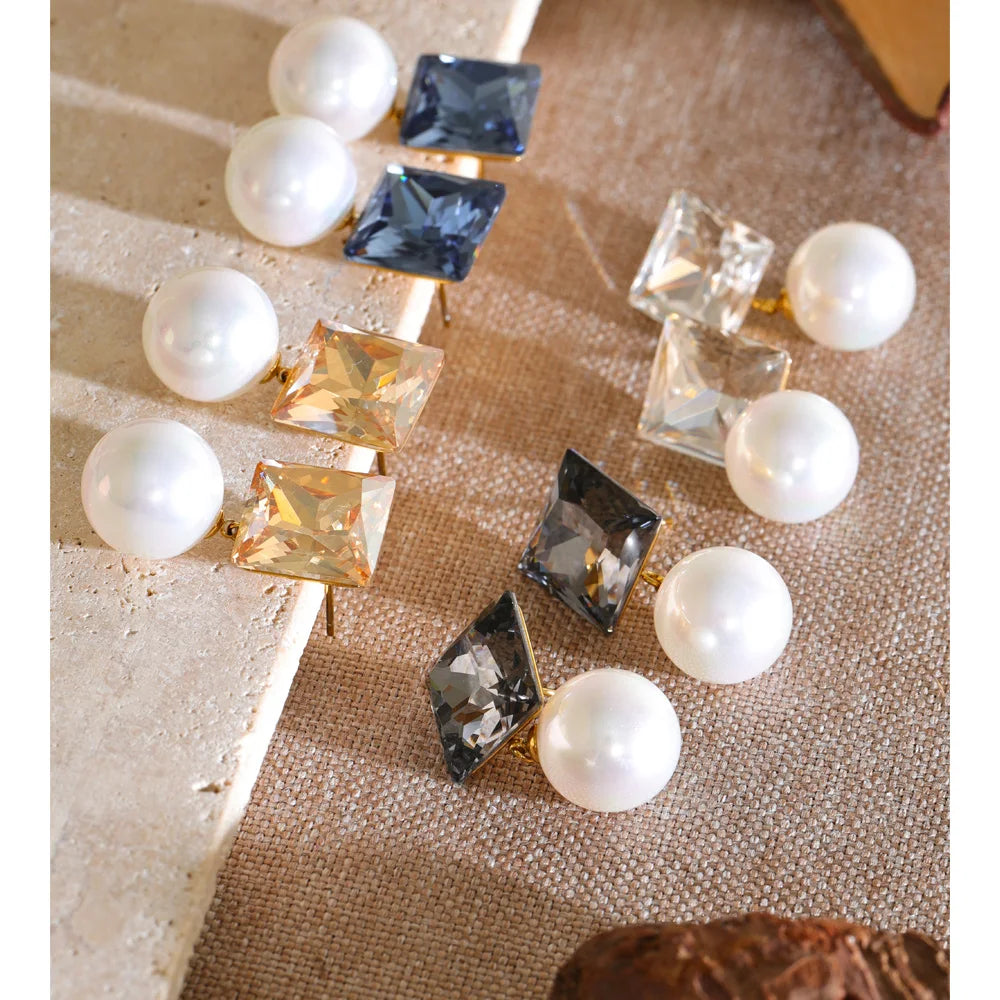 Isalene  Earrings Pearl Prism Drop Earrings