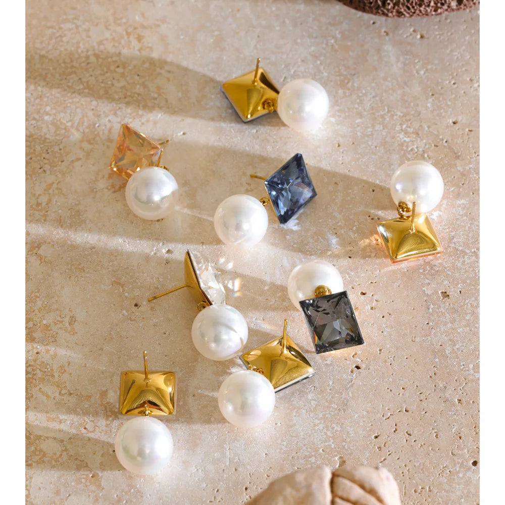 Isalene  Earrings Pearl Prism Drop Earrings