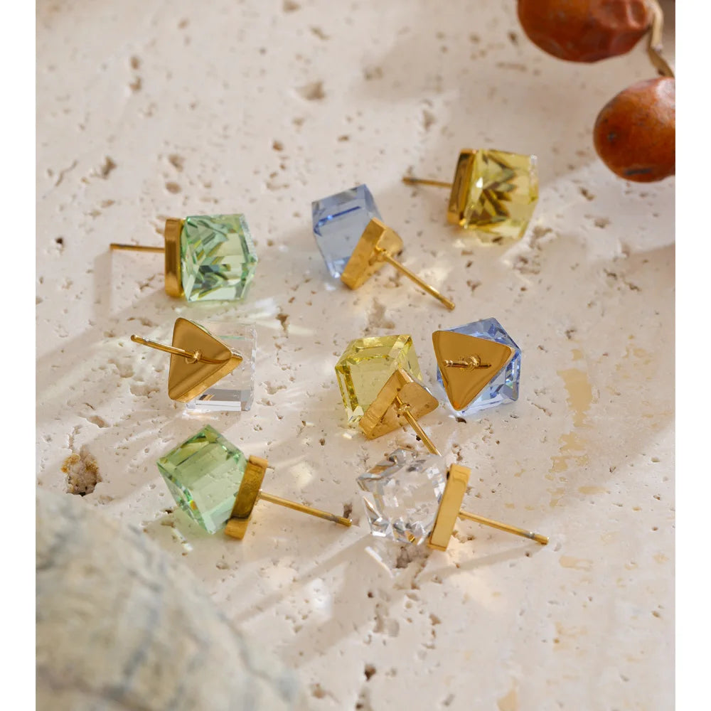 Isalene  Earrings Prism Cube Stud Earrings