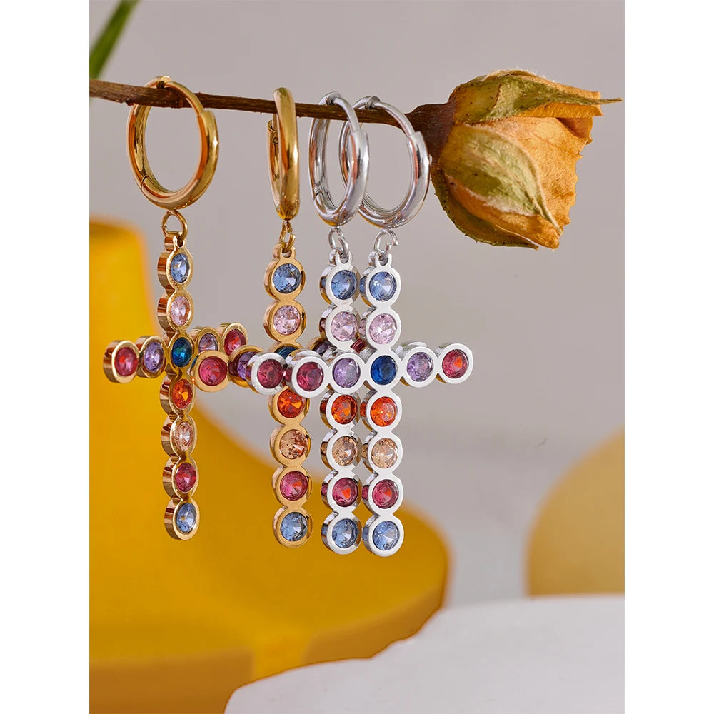 Isalene  Earrings Radiance Cross Hoop Earrings