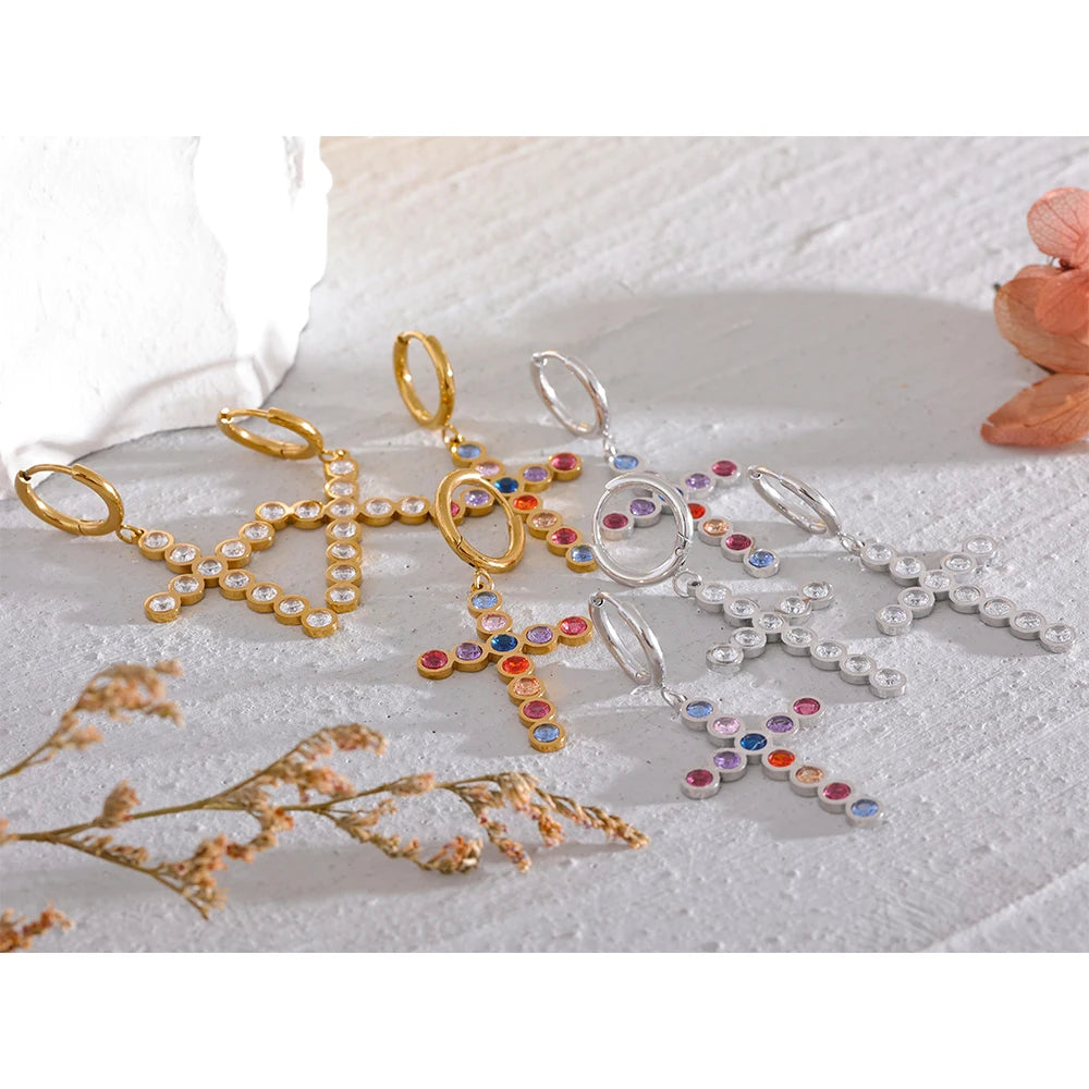 Isalene  Earrings Radiance Cross Hoop Earrings