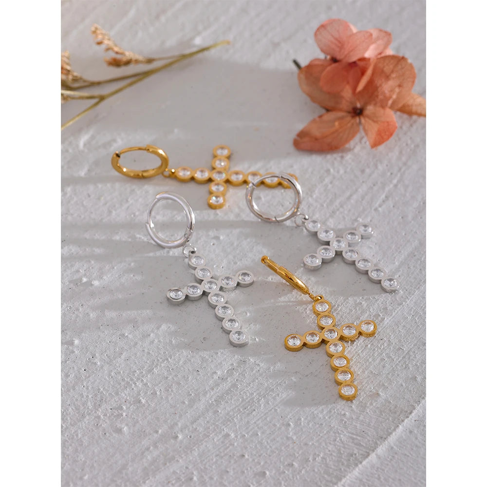 Isalene  Earrings Radiance Cross Hoop Earrings