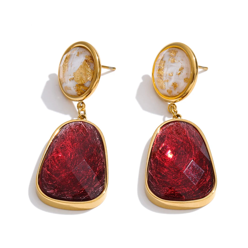 Isalene  Earrings Ruby Red Aurora Gem Earrings