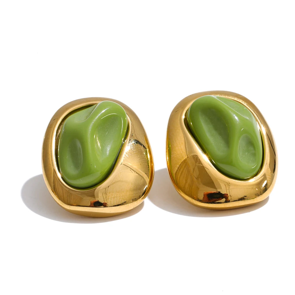 Isalene  Earrings Sage Green Solara Stud Earrings