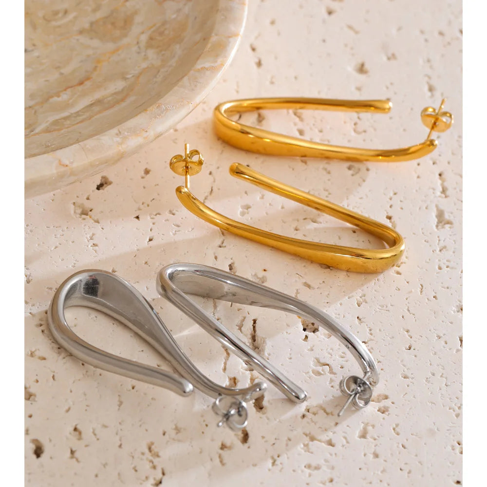 Isalene  Earrings Sculpted Arc Hoop Earrings