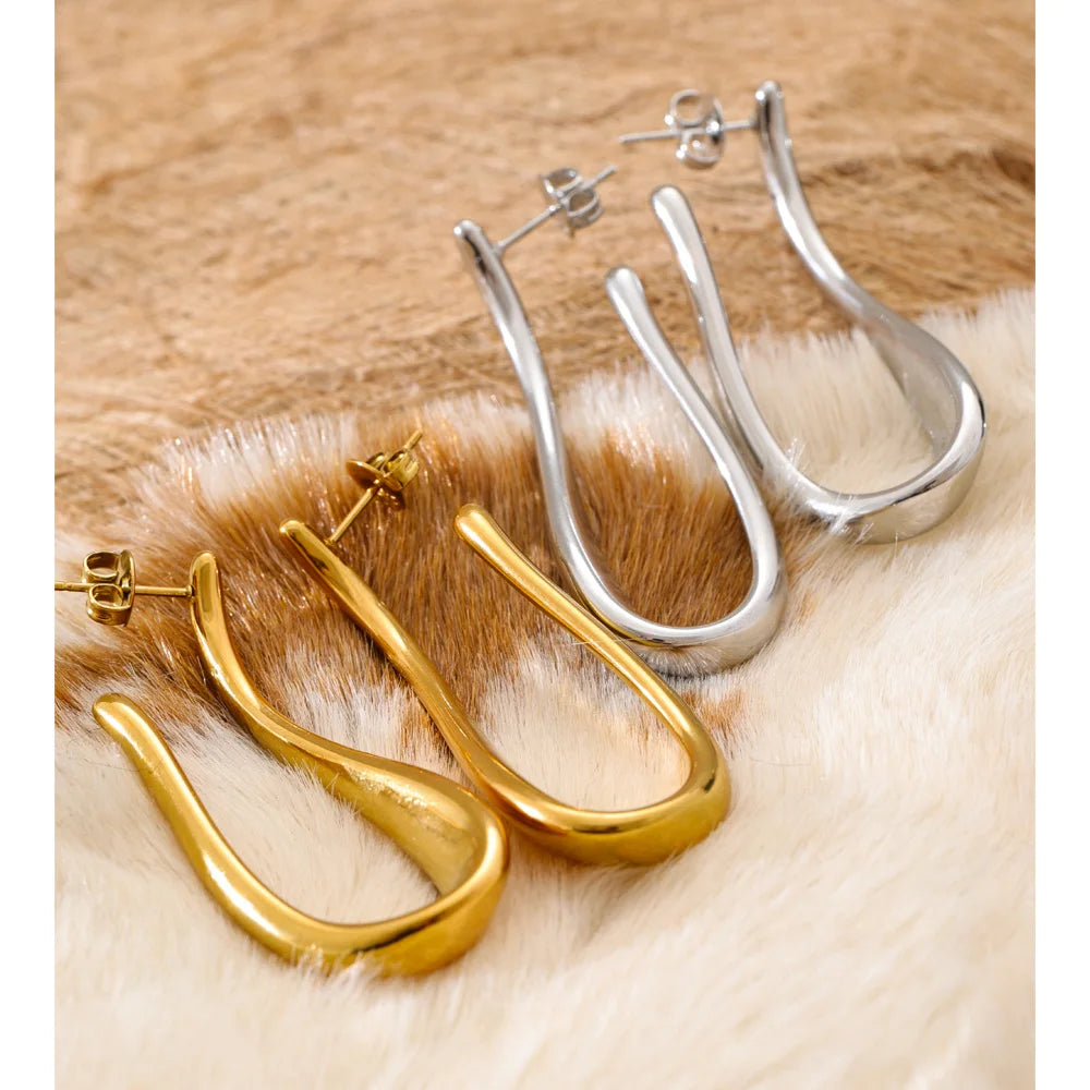 Isalene  Earrings Sculpted Arc Hoop Earrings