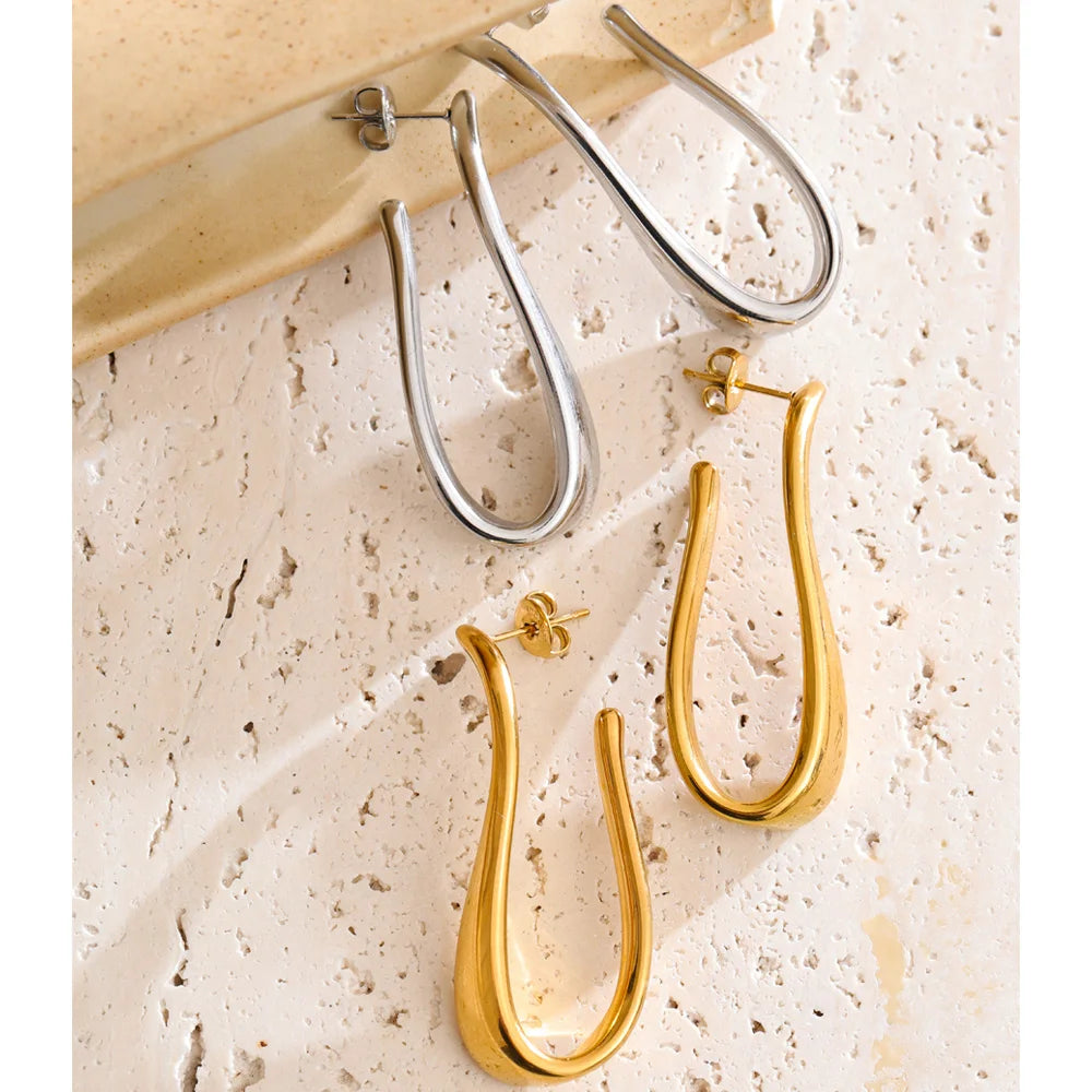 Isalene  Earrings Sculpted Arc Hoop Earrings