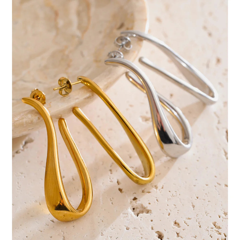 Isalene  Earrings Sculpted Arc Hoop Earrings