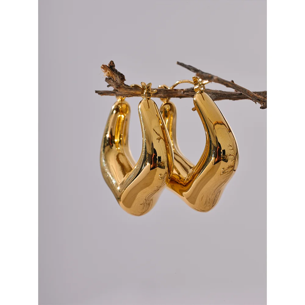 Isalene  Earrings Sculpted Square Hoop Earrings