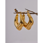 Isalene  Earrings Sculpted Square Hoop Earrings