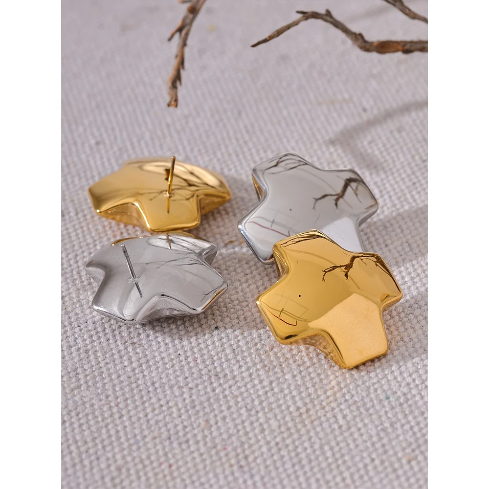 Isalene  Earrings Sculpted Star Stud Earrings