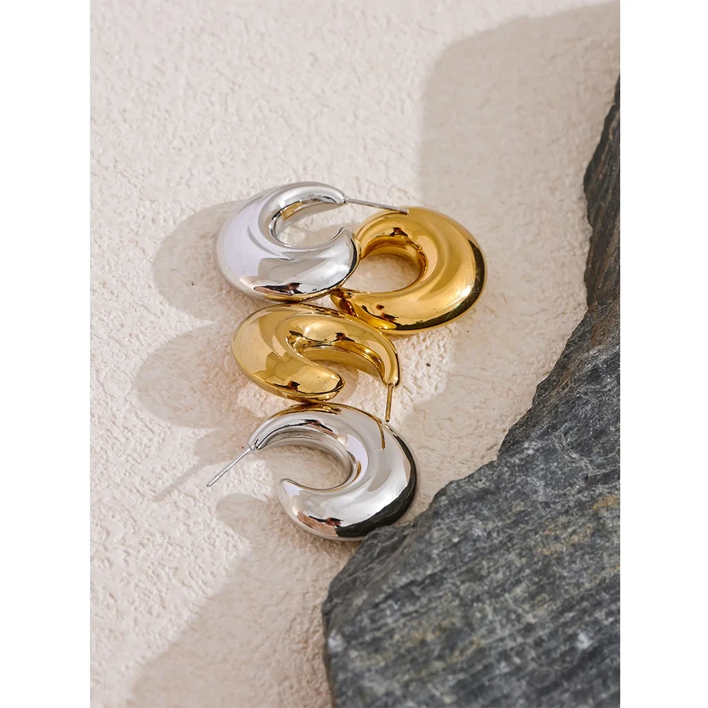 Isalene  Earrings Sculptural Swirl Hoop Earrings