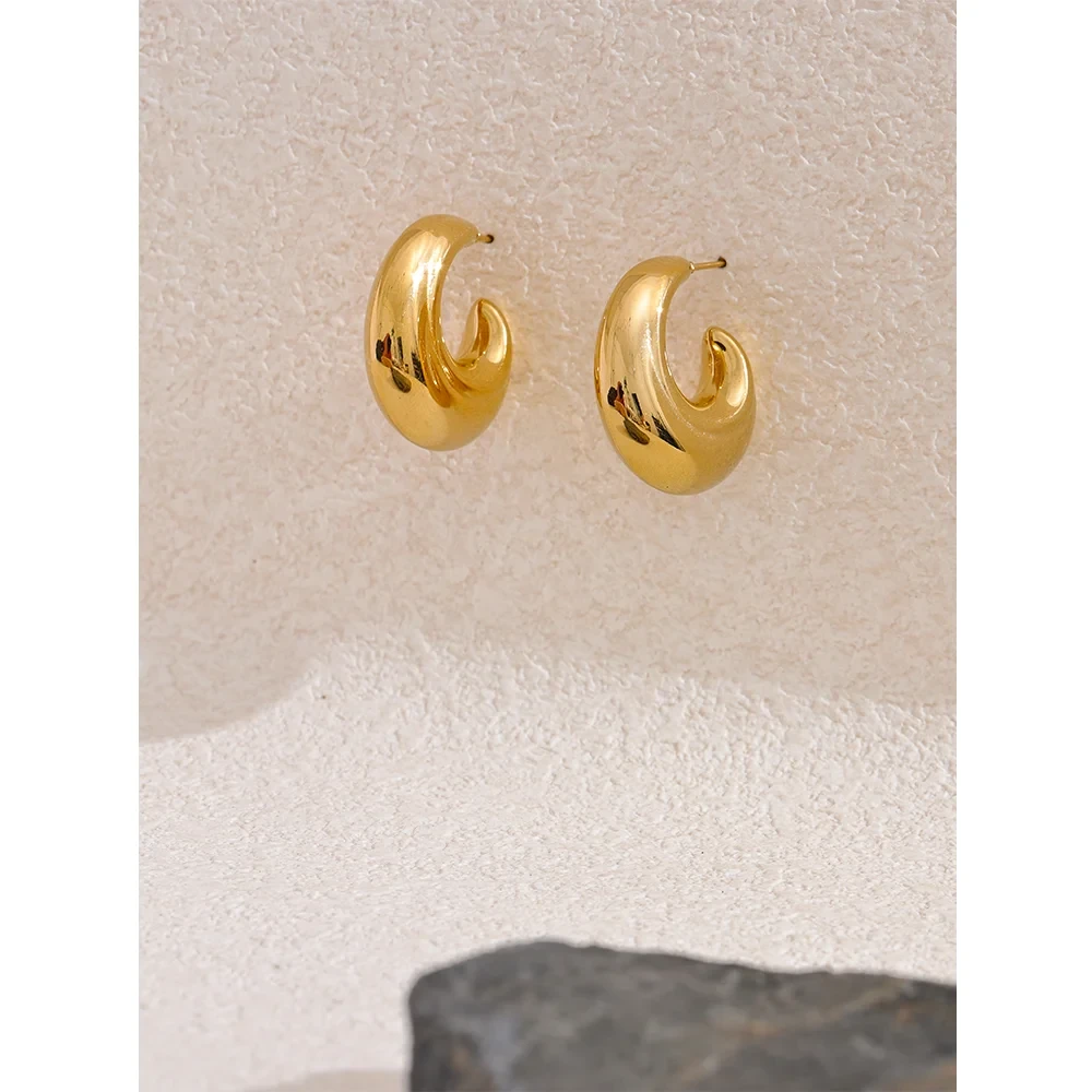 Isalene  Earrings Sculptural Swirl Hoop Earrings