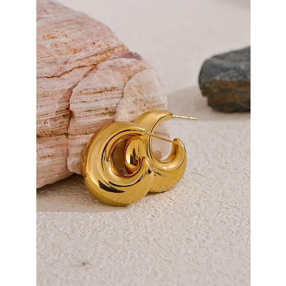 Isalene  Earrings Sculptural Swirl Hoop Earrings