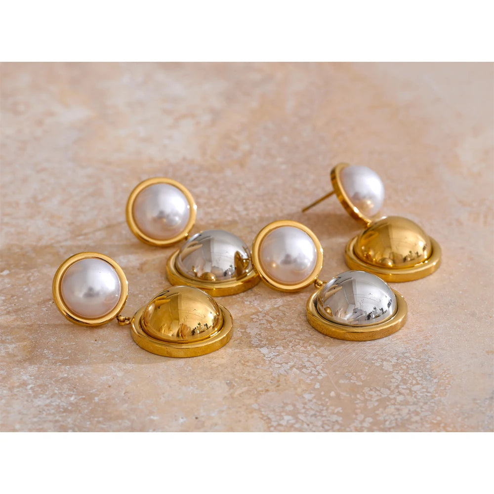 Isalene  Earrings Serena Pearl Dome Earrings