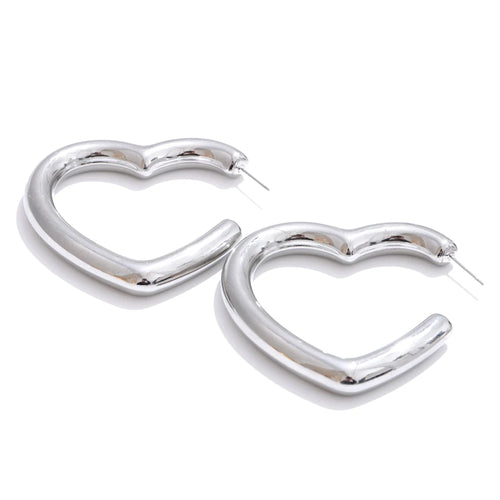 Isalene  Earrings Silver Amora Heart Hoop Earrings
