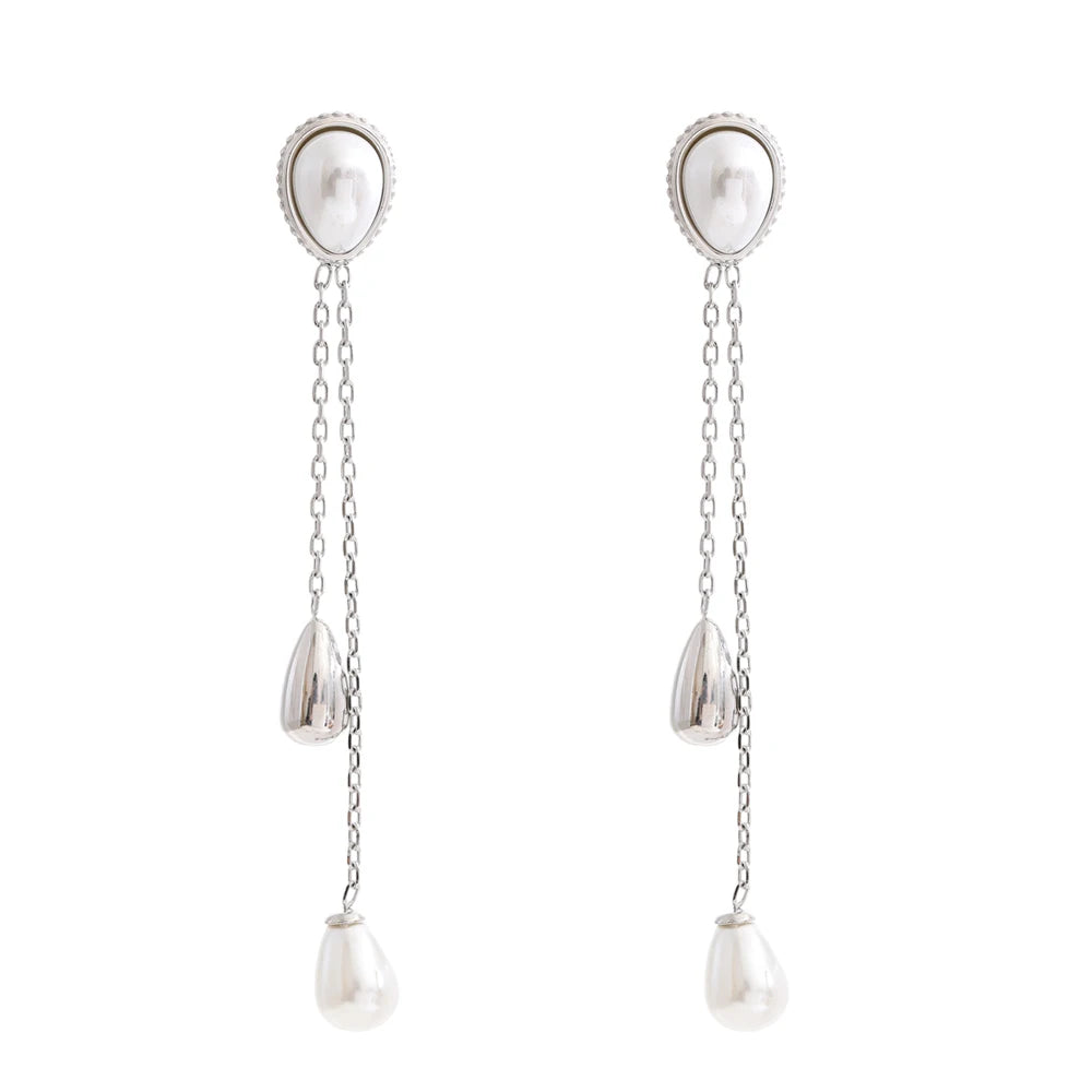 Isalene  Earrings Silver Bianca Pearl Drop Earrings