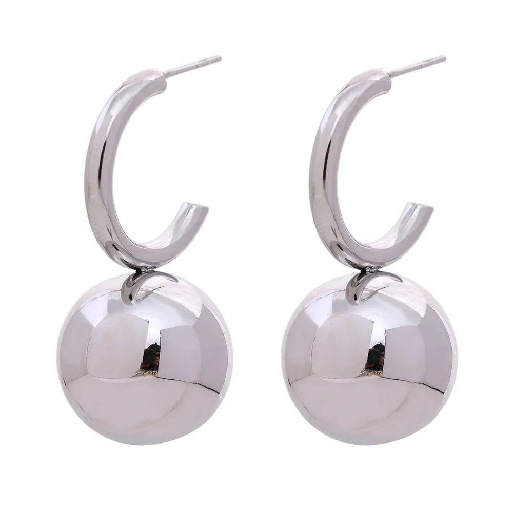 Isalene  Earrings Silver Camille Sphere Hoop Earrings