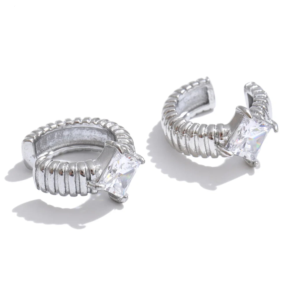 Isalene  Earrings Silver Celeste Crystal Huggie Earrings