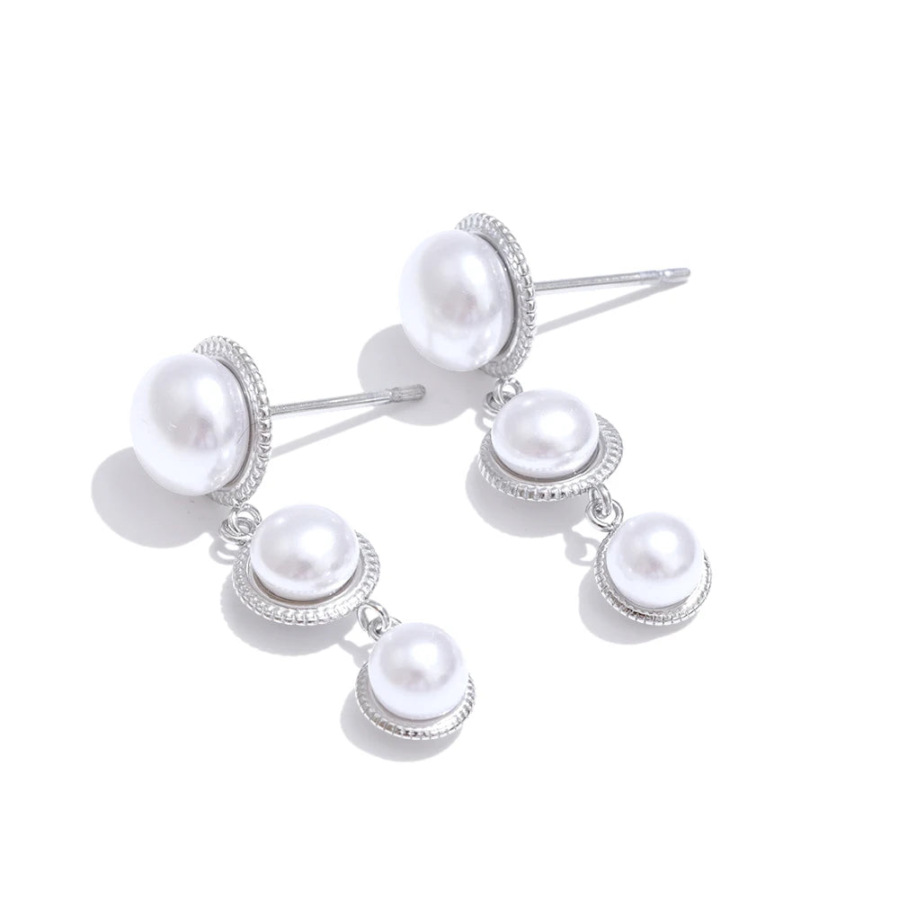 Isalene  Earrings Silver Celeste Pearl Drop Earrings