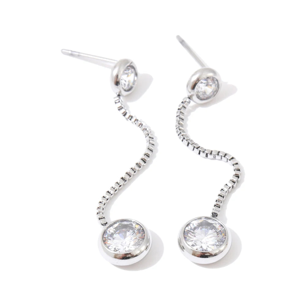 Isalene  Earrings Silver Cubic Zirconia Drop Earrings