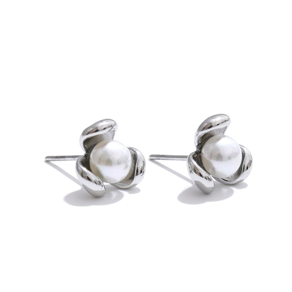 Isalene  Earrings Silver Elise Pearl Knot Earrings