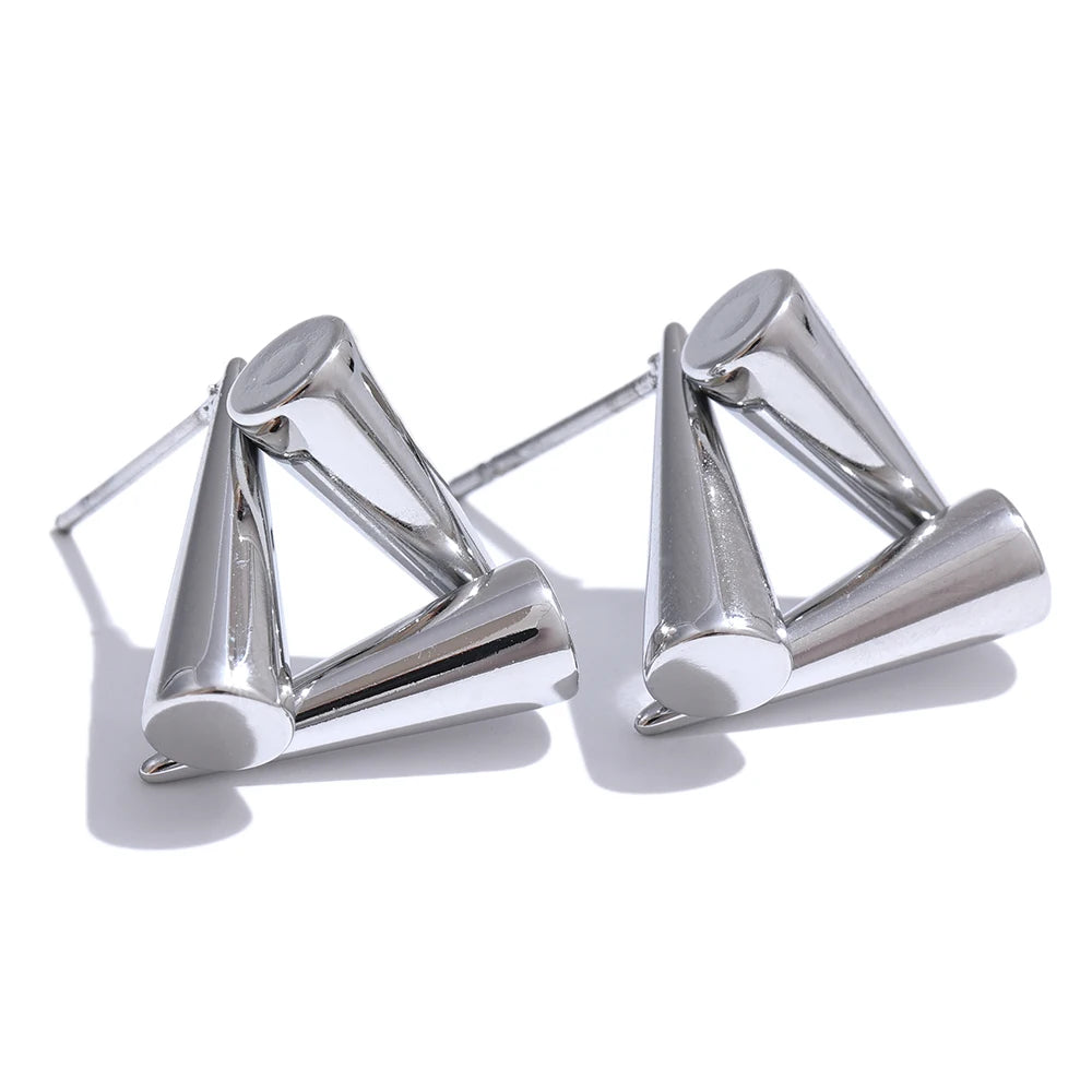 Isalene  Earrings Silver Geo Cone Triangle Earrings