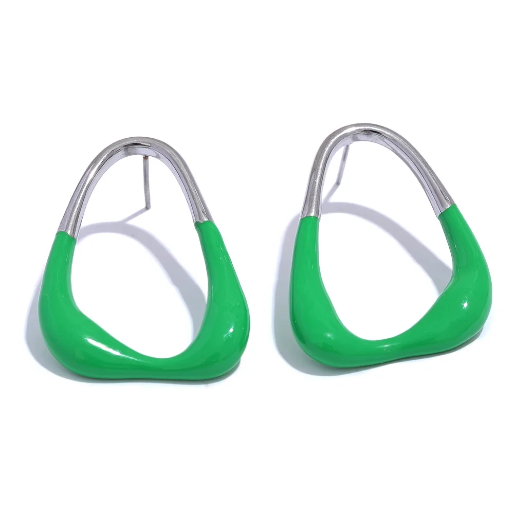 Isalene  Earrings Silver / Green Verve Enamel Hoop Earrings