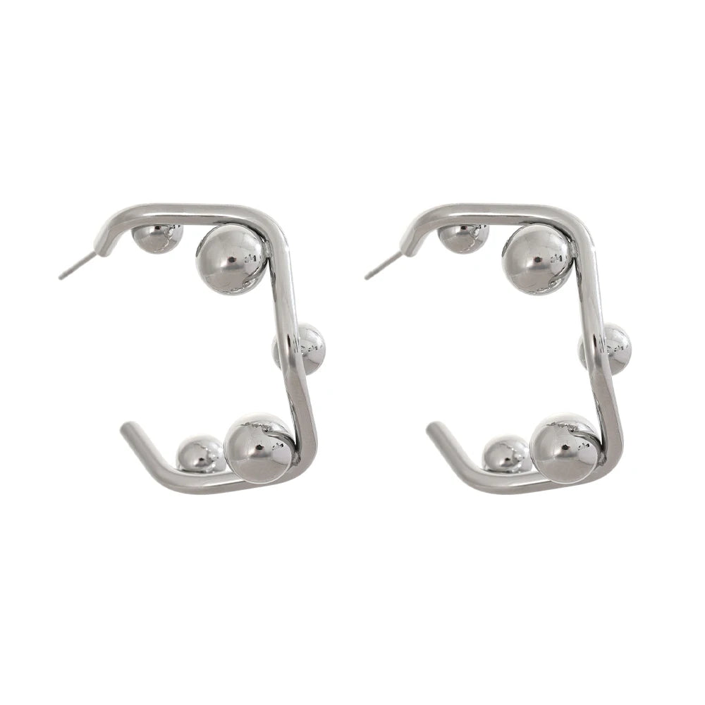 Isalene  Earrings Silver Lucienne Orb Frame Earrings