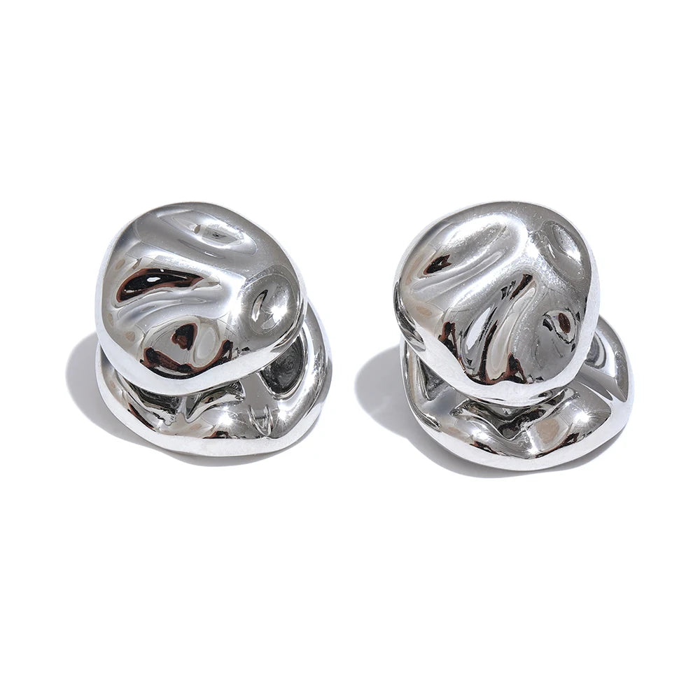 Isalene  Earrings Silver Pebble Duo Earrings