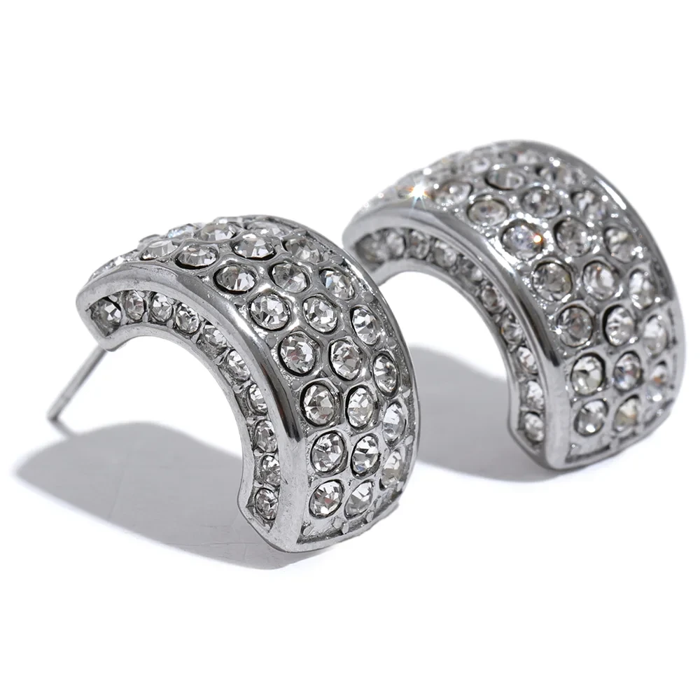 Isalene  Earrings Silver Radiance Dome Hoop Earrings