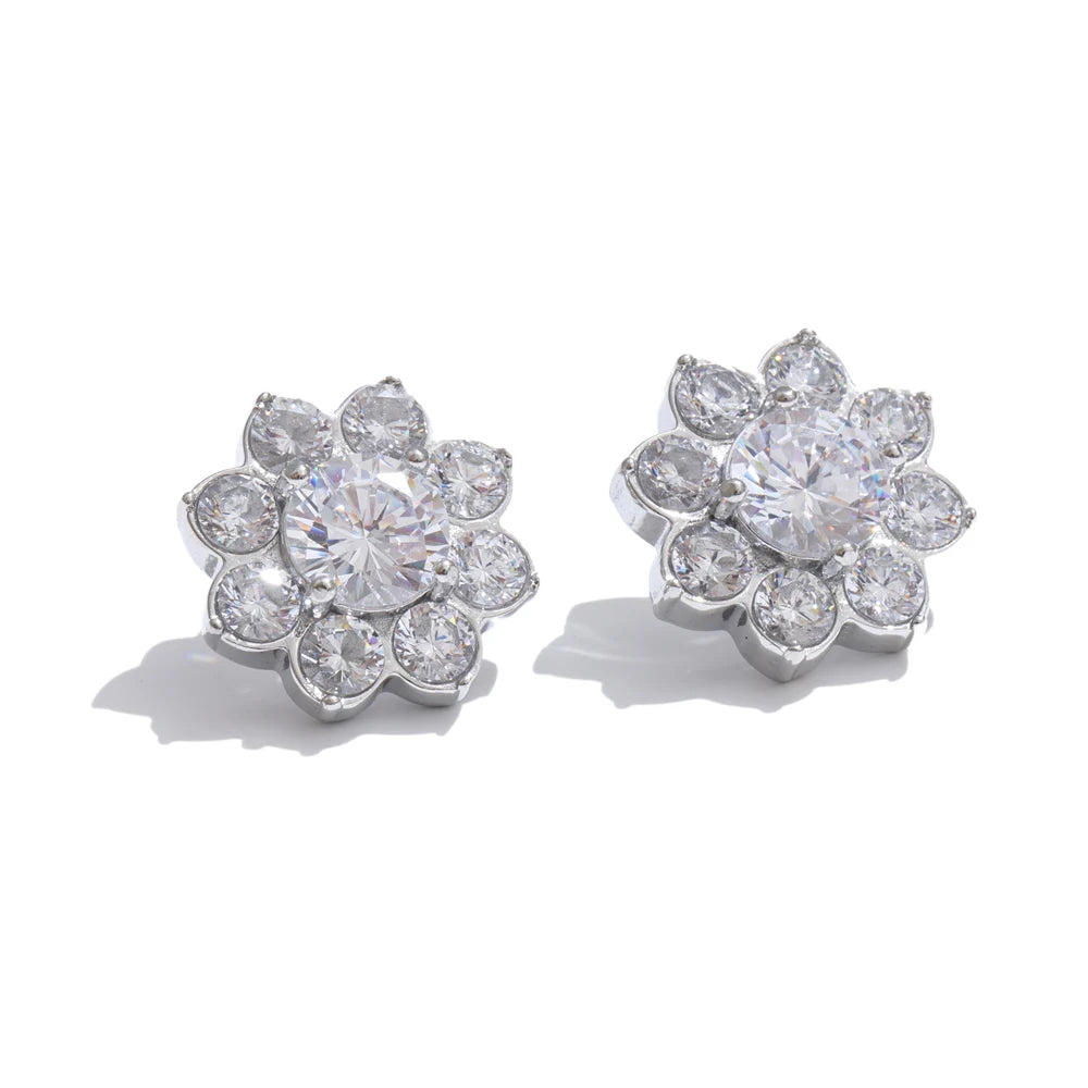 Isalene  Earrings Silver Radiant Bloom Stud Earrings