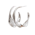 Isalene  Earrings Silver Sculpted Wave Hoop Earrings