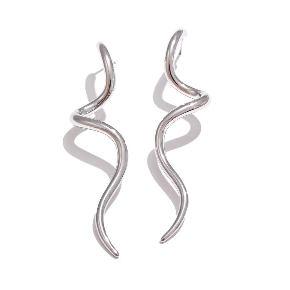Isalene  Earrings Silver Serpentina Wave Earrings